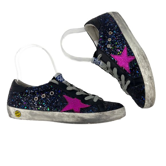 NWOB Golden Goose Superstar Kids Sneakers Galaxy Glitter Fuchsia Star Size 35 - Picture 9 of 17
